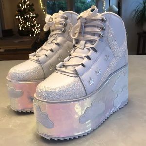 YRU Shoes Size 9 QOZMO SKY SKY White Slayr Hi Playform Sneakers Clouds